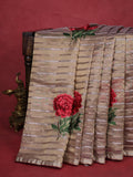 Beige-Maroon Tissue Silk Saree