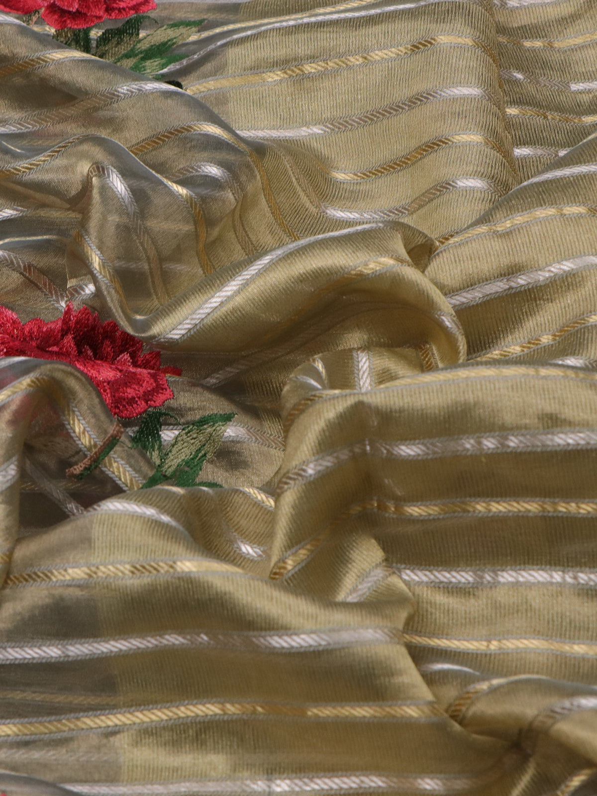 Grey Shade-Maroon Tissue Silk Saree