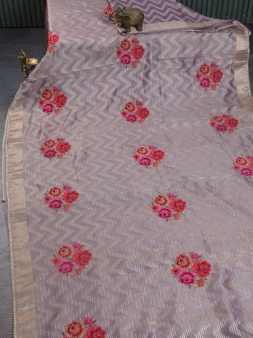Pastel Lavender Tissue Silk Saree