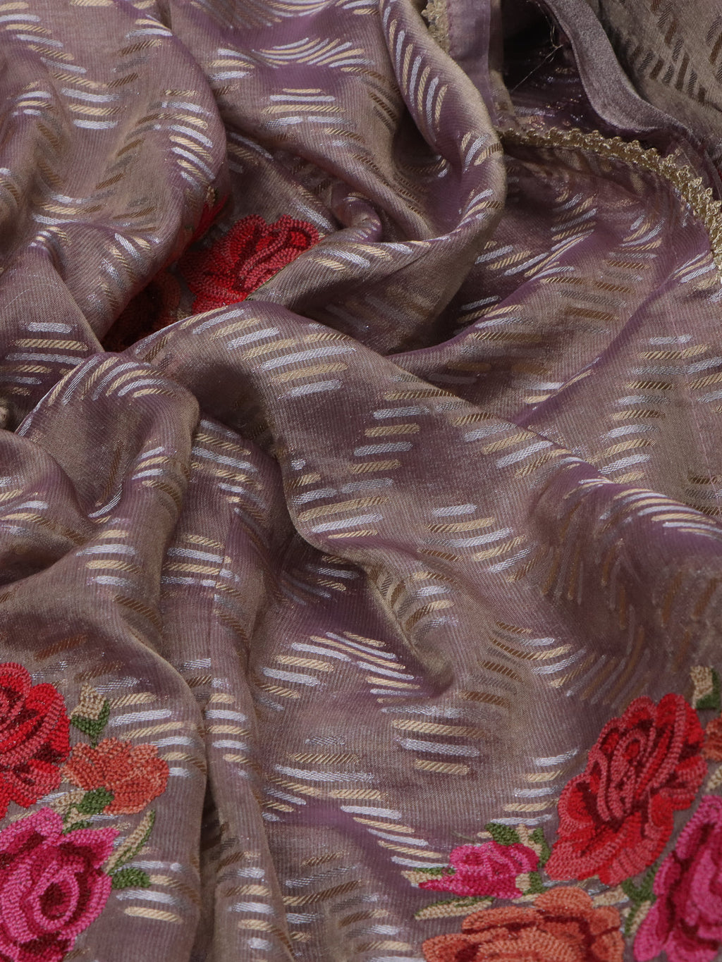 Pastel Lavender Tissue Silk Saree