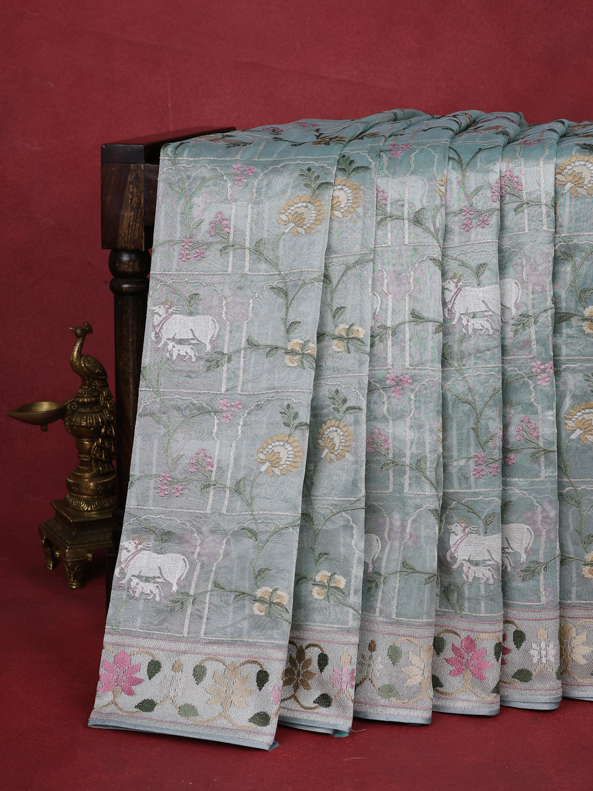 Pastel Blue Tissue Silk Saree