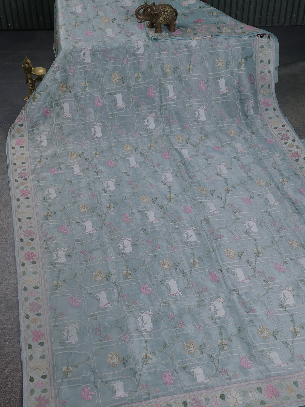 Pastel Blue Tissue Silk Saree