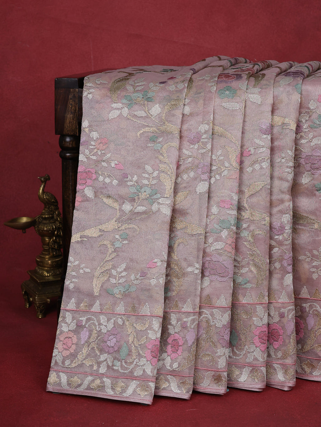 Pastel Peach Tissue Silk Saree