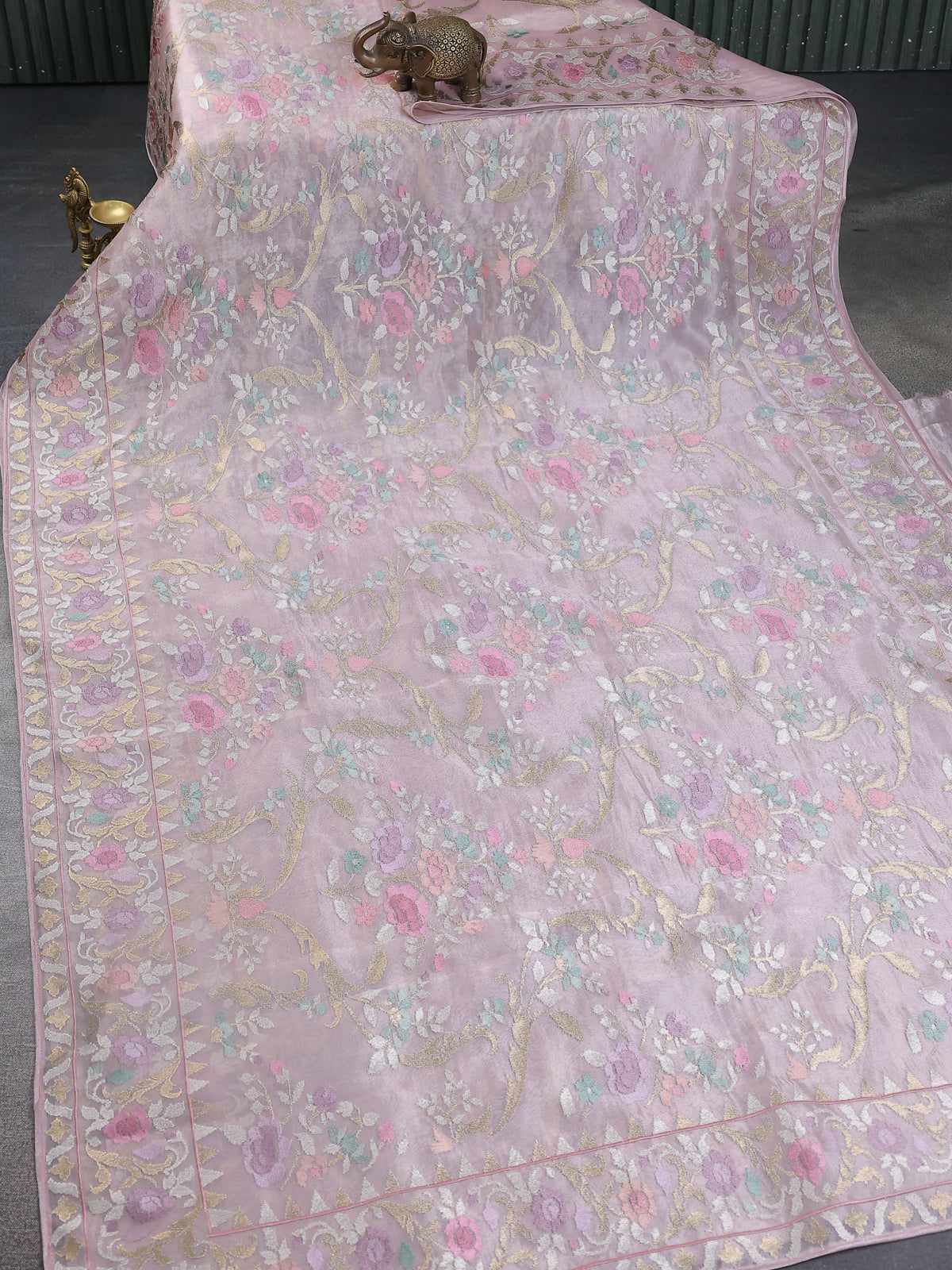 Pastel Peach Tissue Silk Saree