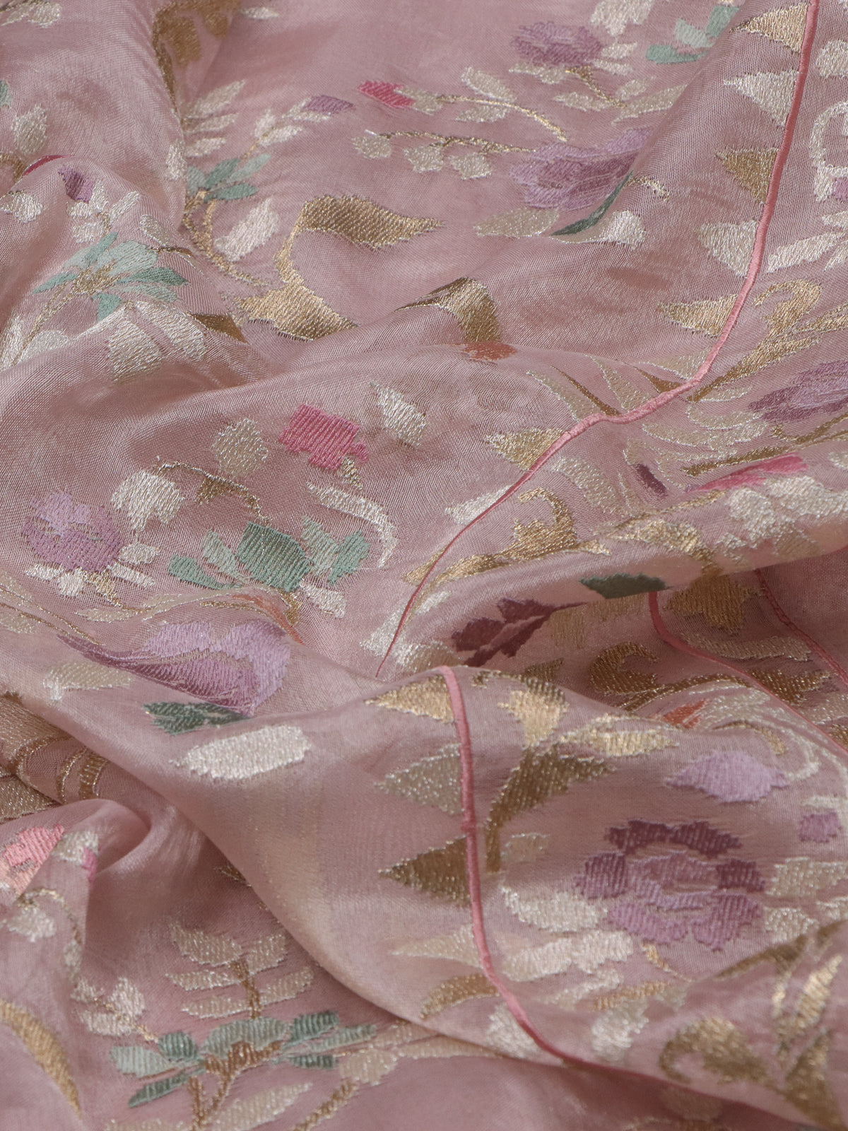 Pastel Peach Tissue Silk Saree