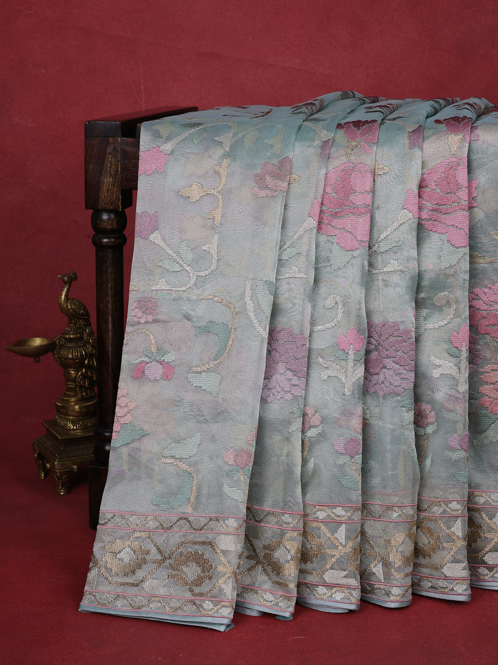 Pastel Blue Tissue Silk Saree