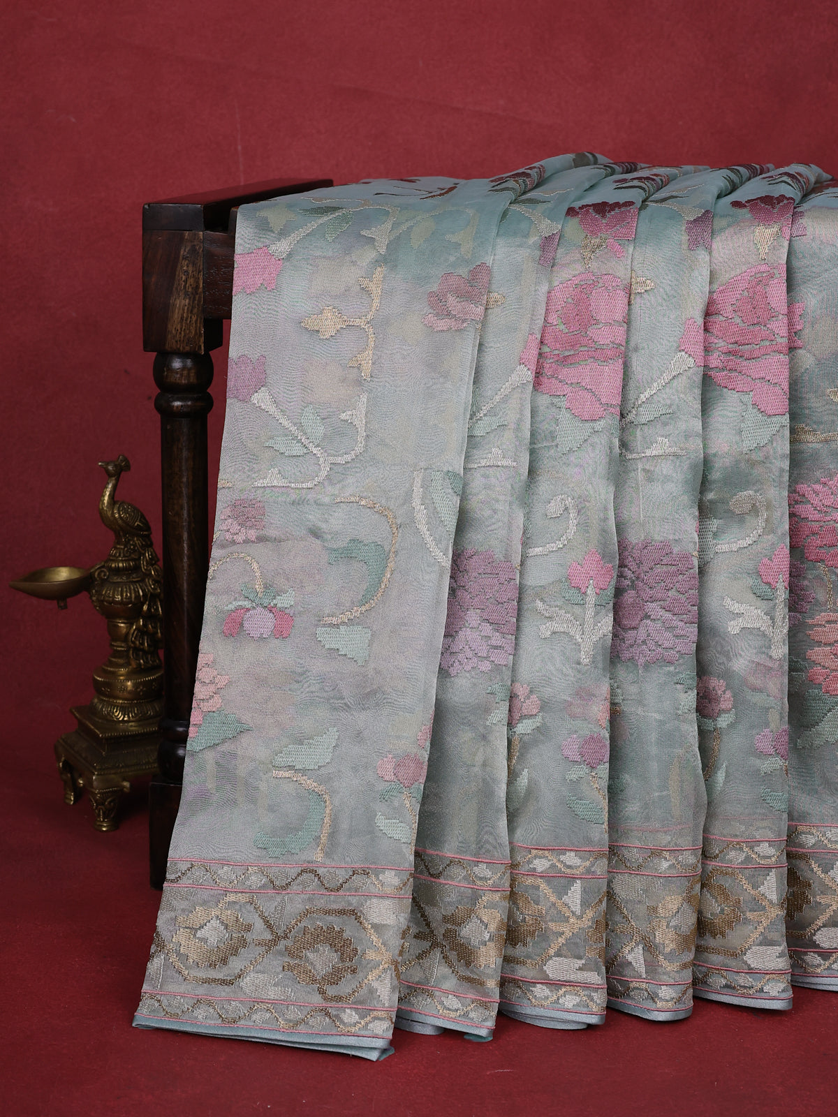 Pastel Blue Tissue Silk Saree