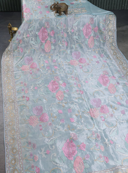 Pastel Blue Tissue Silk Saree