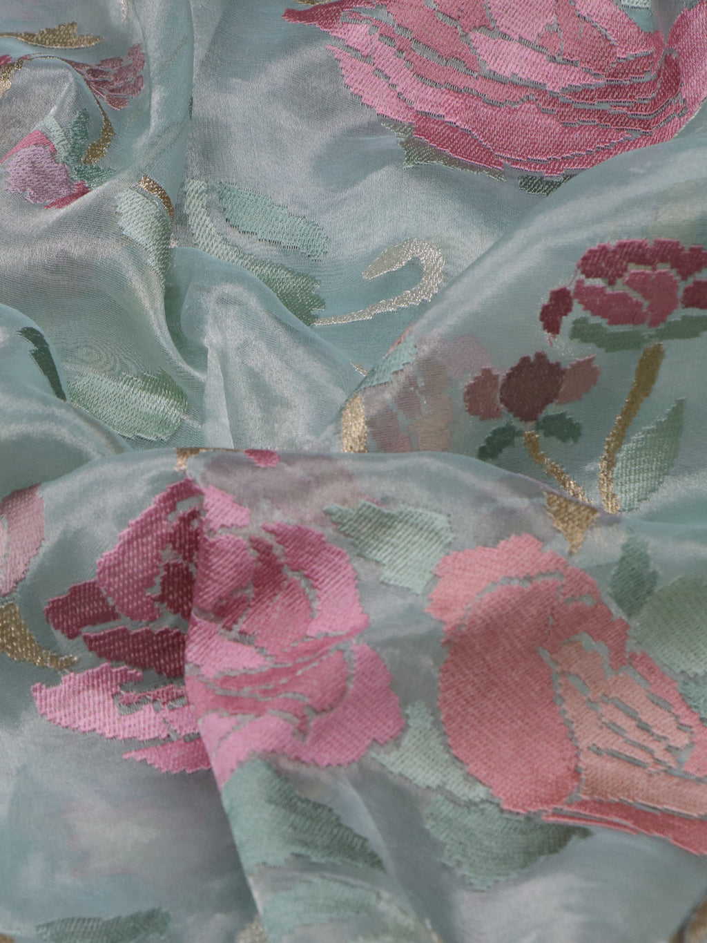 Pastel Blue Tissue Silk Saree