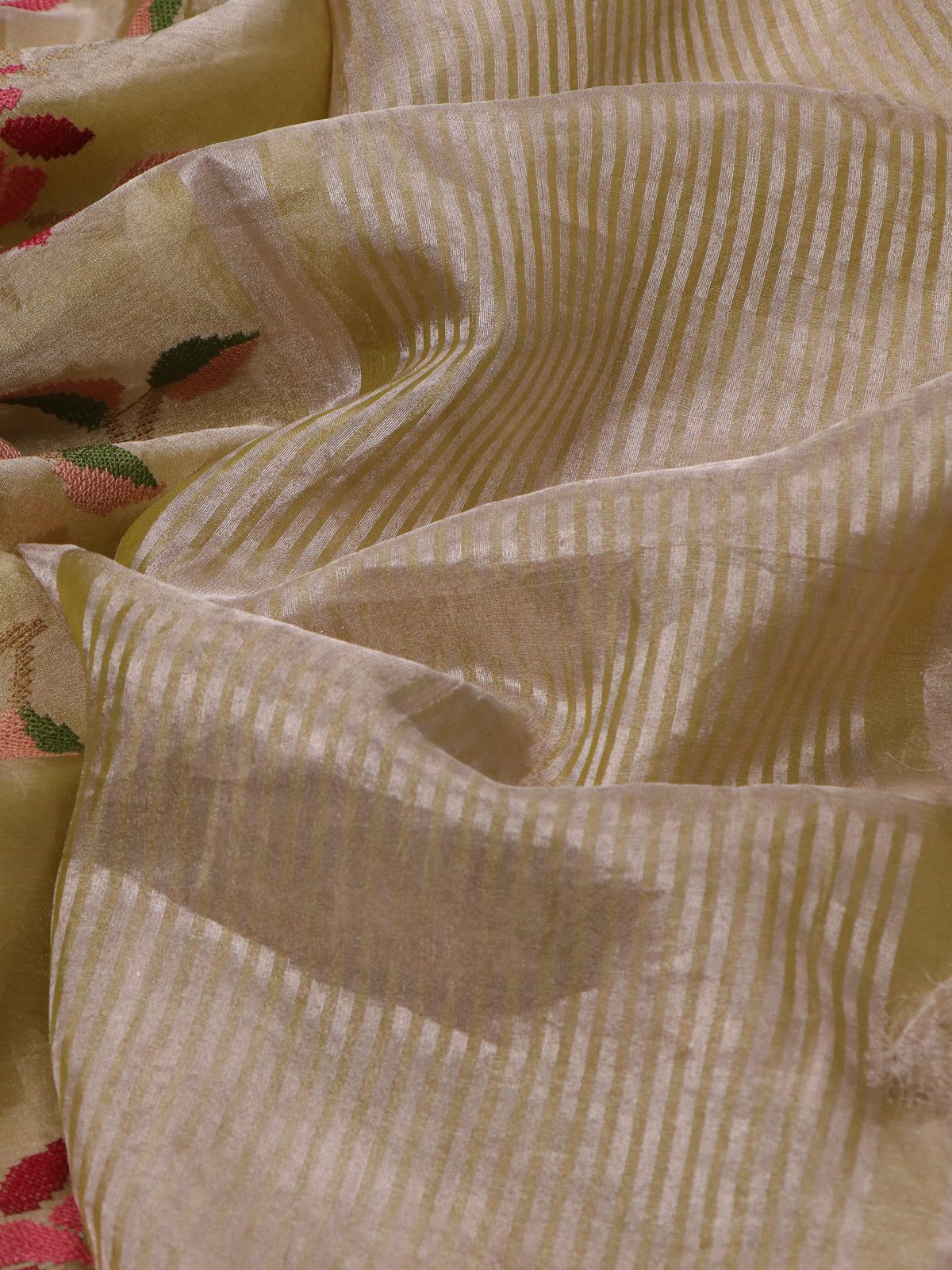 Lime Yellow Tissue Silk Saree