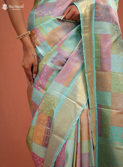 Teal Blue Kanchipuram Silk Saree