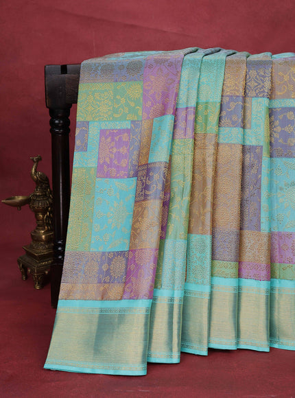Teal Blue Kanchipuram Silk Saree