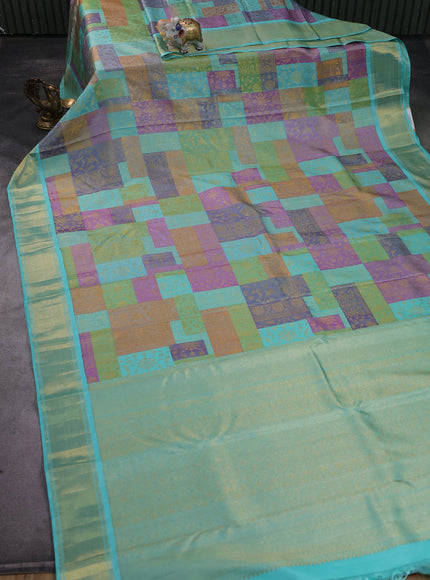 Teal Blue Kanchipuram Silk Saree