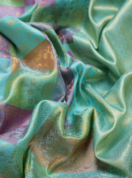 Teal Blue Kanchipuram Silk Saree