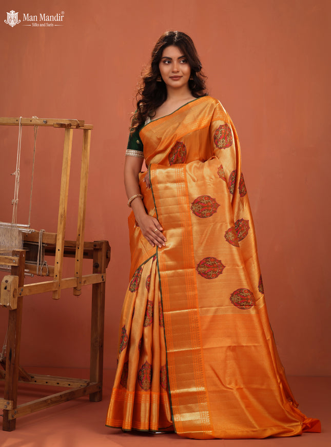 Orange Kanchipuram Silk Saree