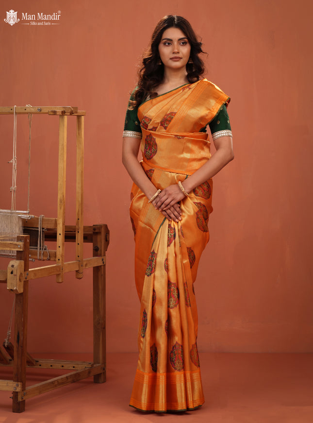 Orange Kanchipuram Silk Saree