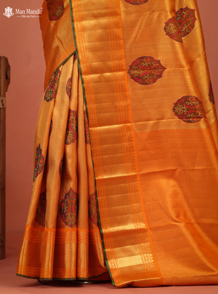 Orange Kanchipuram Silk Saree