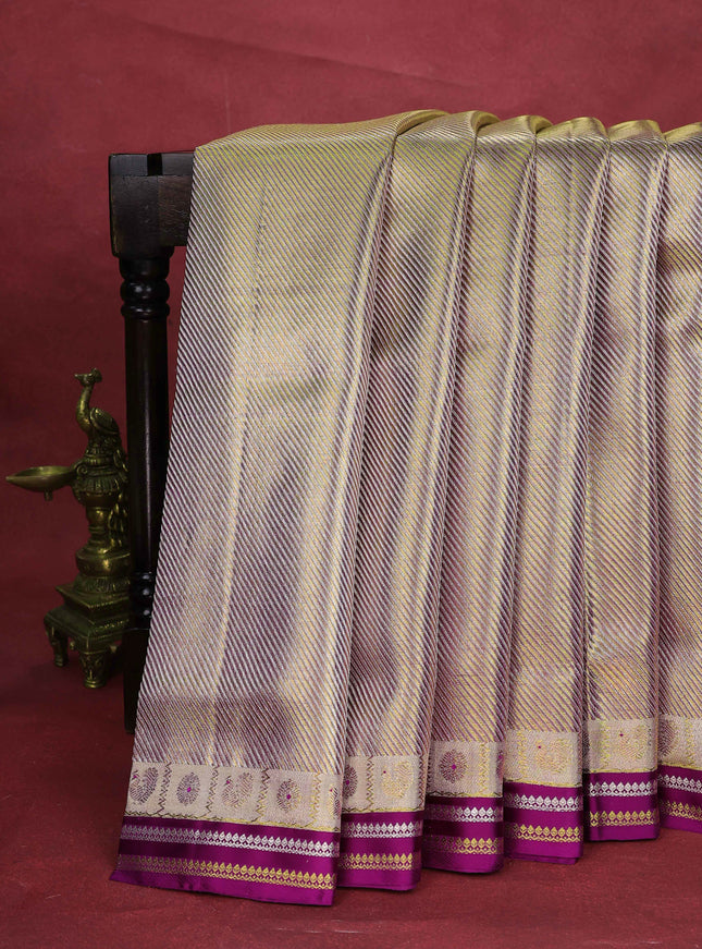 Gold-Purple Kanchipuram Tissue Silk Saree