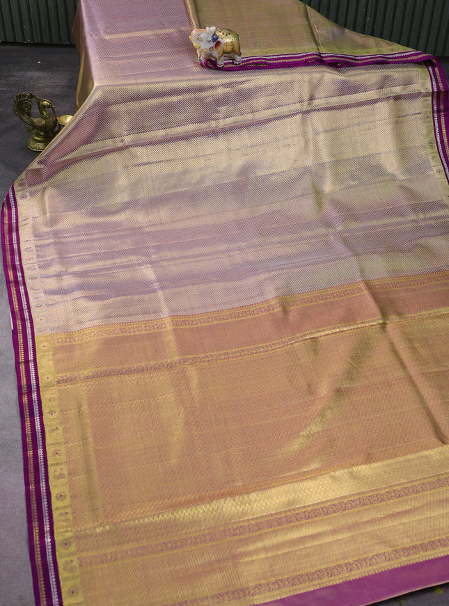 Gold-Purple Kanchipuram Tissue Silk Saree