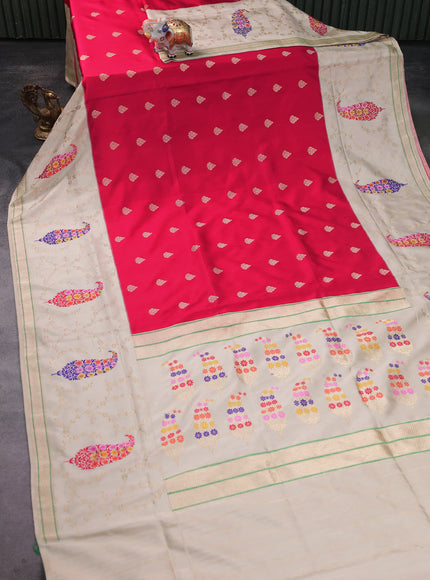 Red -Cream Banarasi Silk Saree