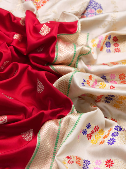 Red -Cream Banarasi Silk Saree