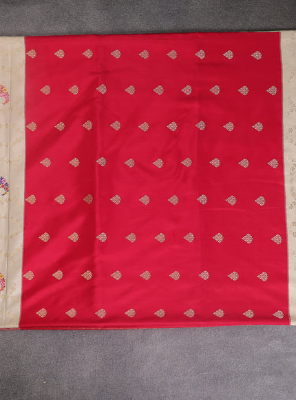 Red -Cream Banarasi Silk Saree