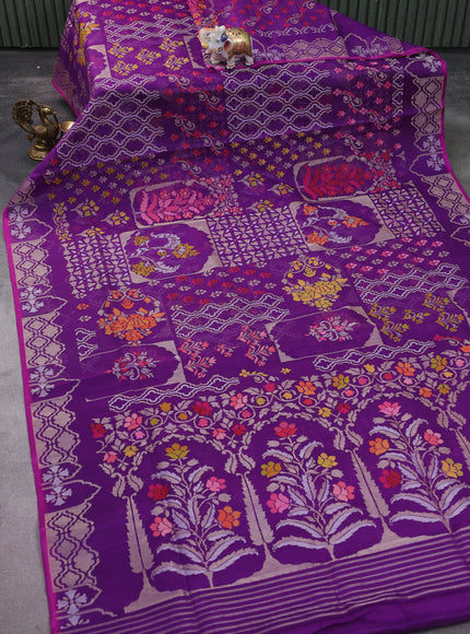 Violet-Pink Banarasi Real Zari Kora Saree