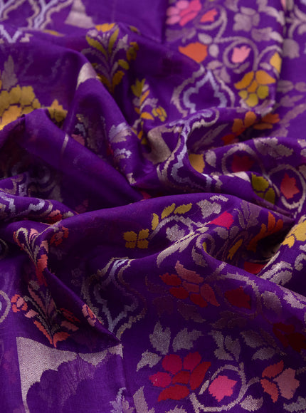 Violet-Pink Banarasi Real Zari Kora Saree