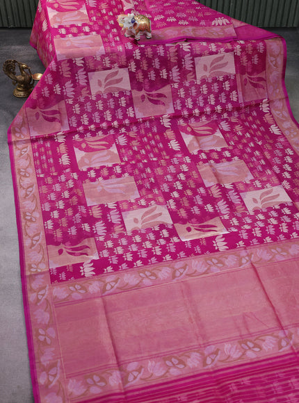 Pink Banarasi Real Zari Kora Saree