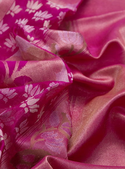 Pink Banarasi Real Zari Kora Saree