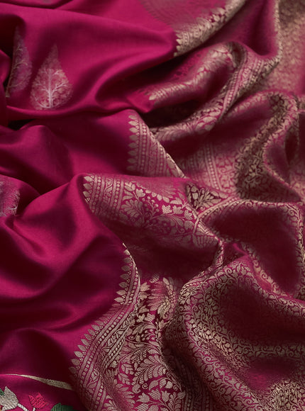 Pink Crepe Silk Saree With Border Embroidery