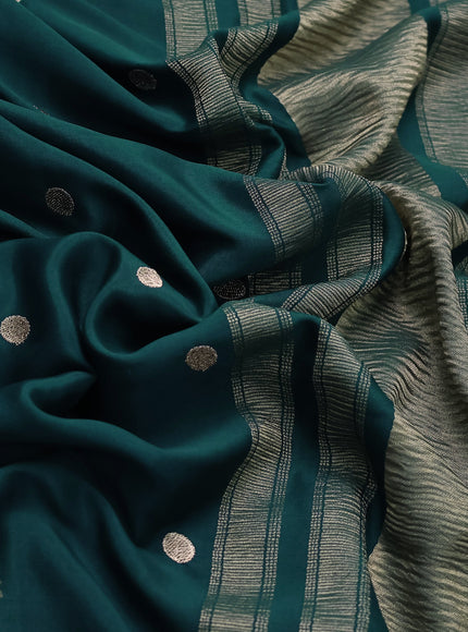 Peacock Green Crepe Silk Saree With Border Embroidery