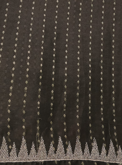 Dark Sap Green Crepe Silk Saree With Border Embroidery
