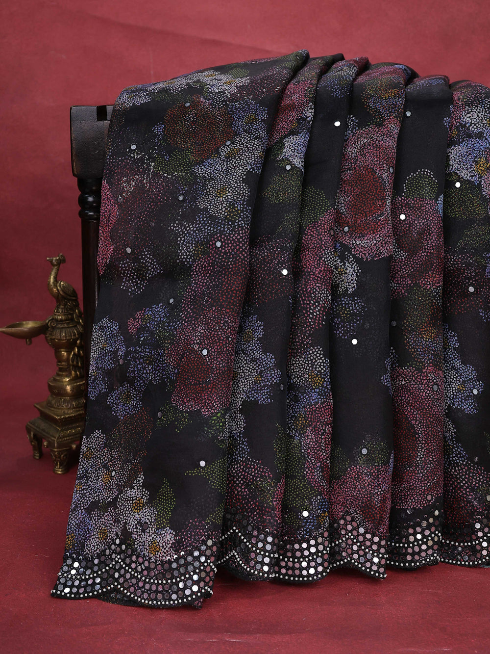 Black Organza Silk Saree