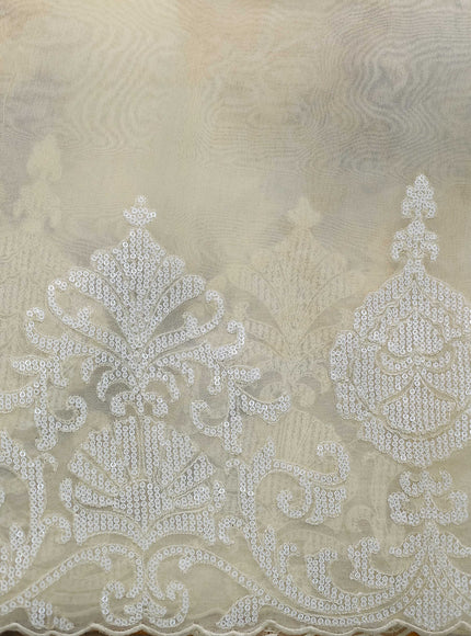 Cream Organza Silk Saree