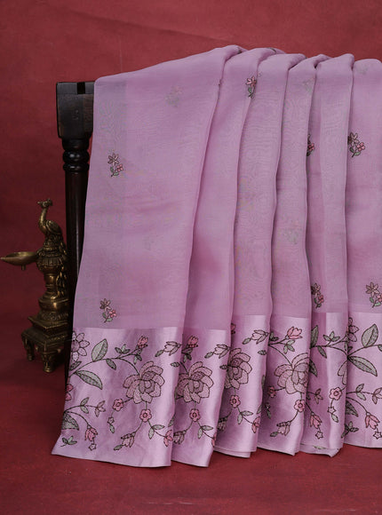 Lavender Organza Silk Saree