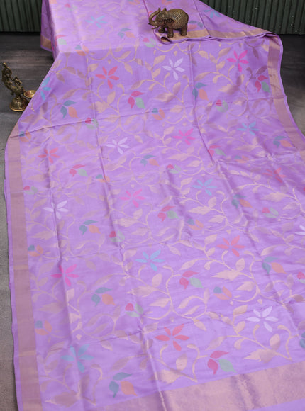 Lavender Uppada Silk Saree With Jamdhani Weaves