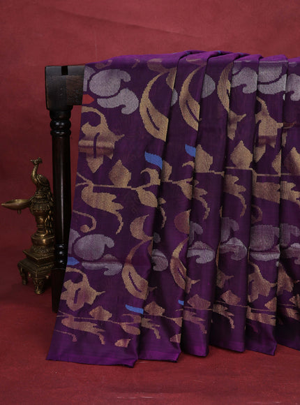 Violet Uppada Silk Saree With Jamdhani Weaves