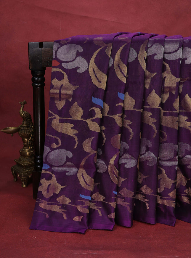 Violet Uppada Silk Saree With Jamdhani Weaves