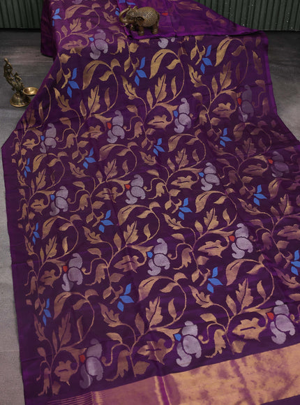 Violet Uppada Silk Saree With Jamdhani Weaves