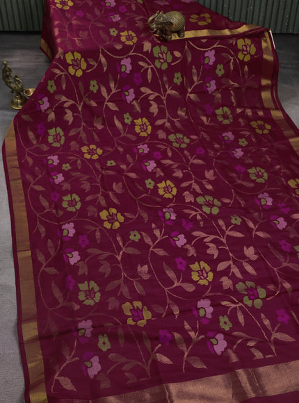 Maroon Uppada Silk Saree With Jamdhani Weaves
