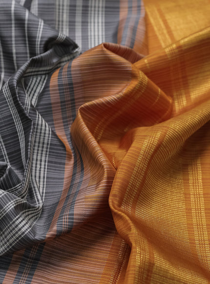 Grey-Mustard Yellow Kanchipuram Silk Saree