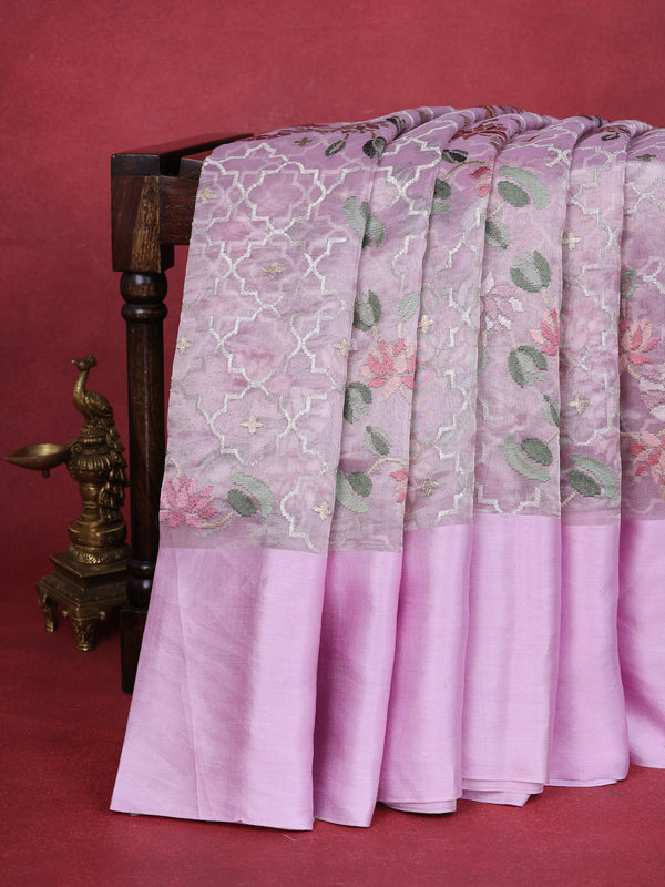 Mild Lavender Organza Silk Saree