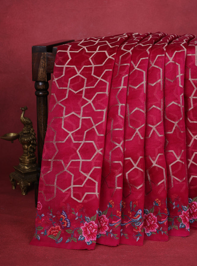Pink Organza Silk Saree