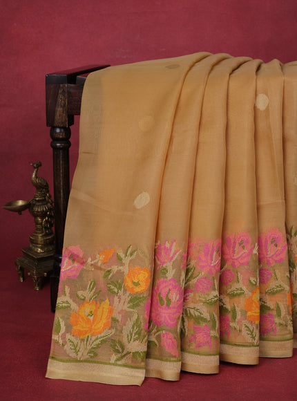 Sandal Banarasi Kora Silk Saree