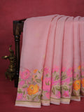 Peach Banarasi Kora Silk Saree