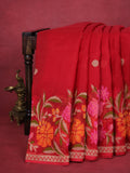 Red Banarasi Kora Silk Saree