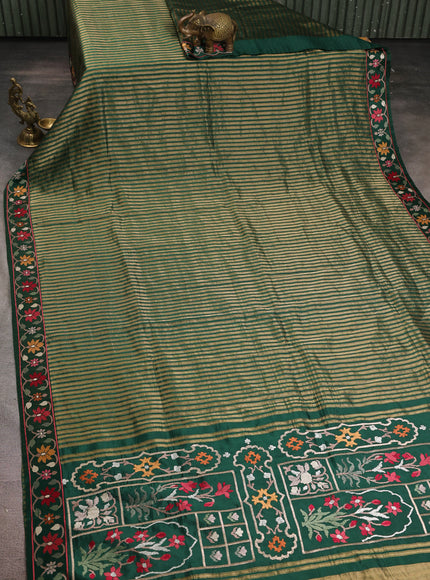 Dark Green Embroidered Banarasi Silk Saree