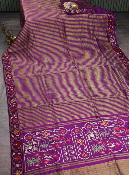 Purple Embroidered Banarasi Silk Saree