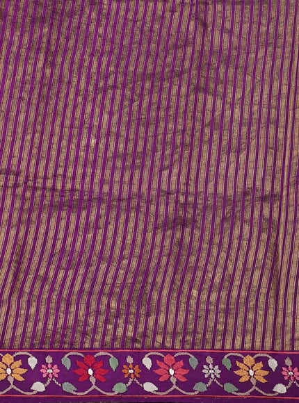 Purple Embroidered Banarasi Silk Saree